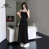 Sexy Slim-fit High Waist Sling Dress Women's Summer New Tight Waist Slimming Shoulder Inner Base Solid Color Long Dress