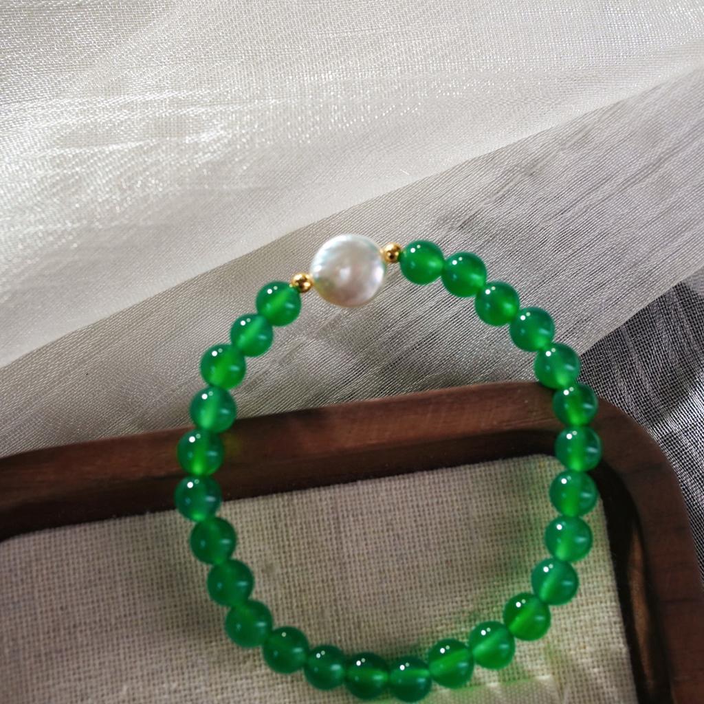 6Mm Natural Chalcedony Baroque Freshwater Pearl Design Sense Bracelet Bracelet