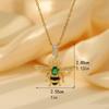 18K Gold Titanium Steel Bee Necklace with Zircon Inlays for Women - European & American Style