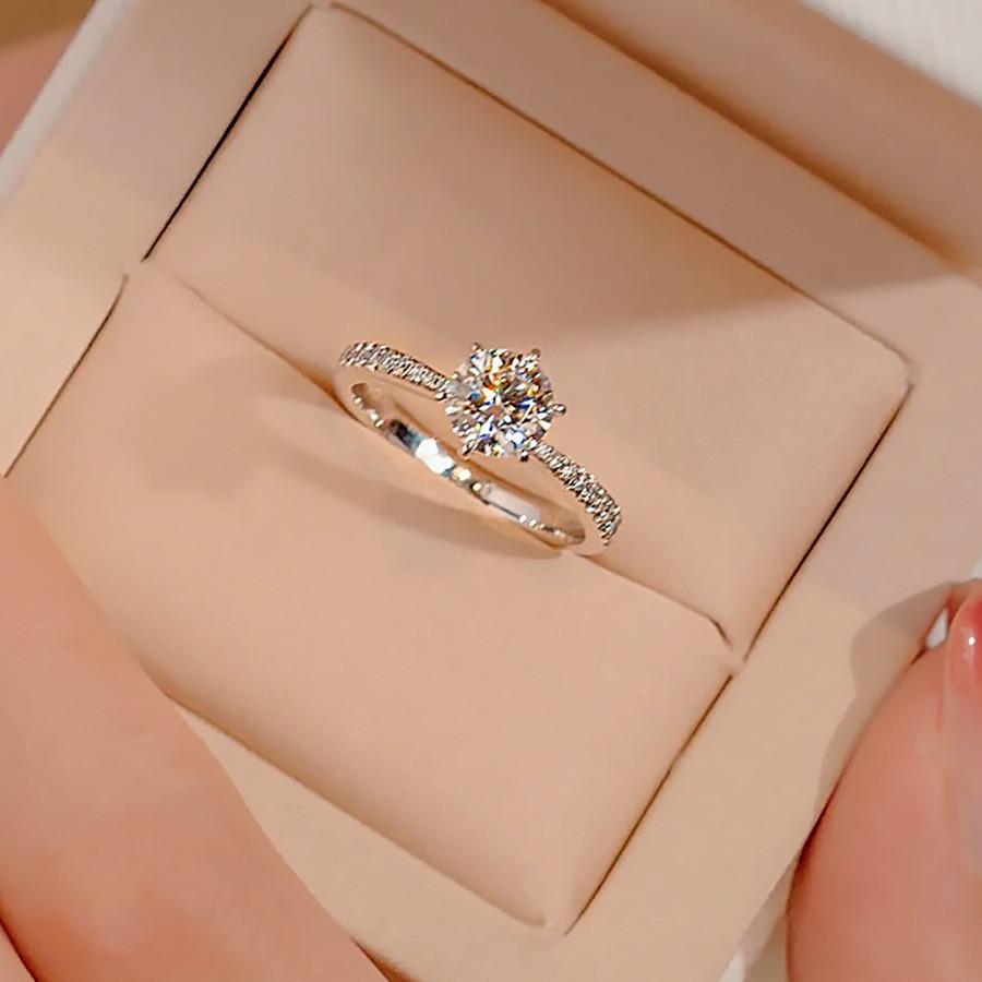 

Помолвочное кольцо с муассанитом в один карат с шестью когтями 2023 года, регулируемая посадка Adjustable Opening