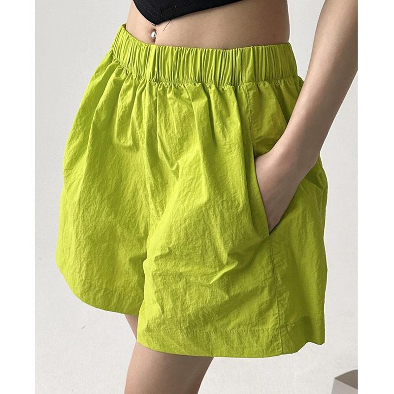 

Women s Summer Solid-Color Loose-Fit Quick-Dry A-Line Wide-Leg Shorts for Casual Wear XXS зелений