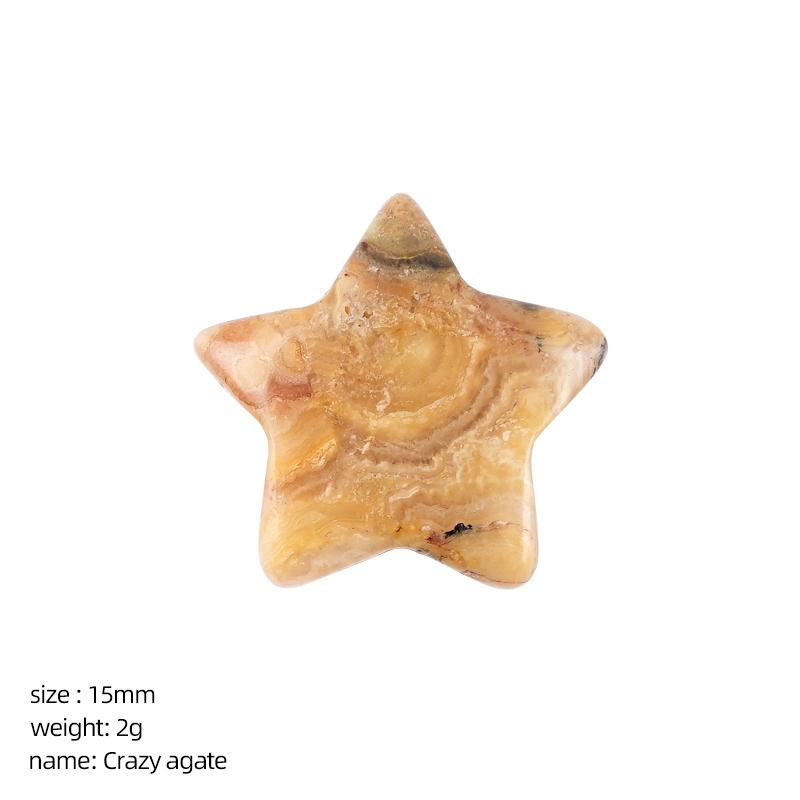 3Pcs Natural Stone Carved Five-pointed Star Figurine 15×15mm Polished Mini Crystal Star Ornament For Reiki Healing DIY Craft Jewelry Making