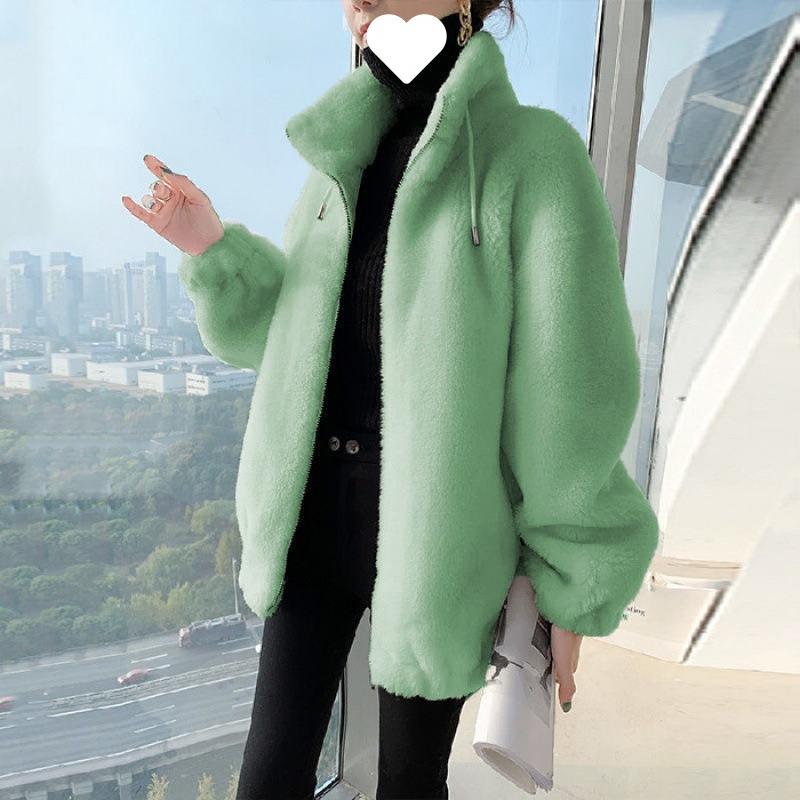 Jacket Women's Tide Winter Fleece Thickened Double-Sided Fleece Stand-Up Collar Warm Sweater