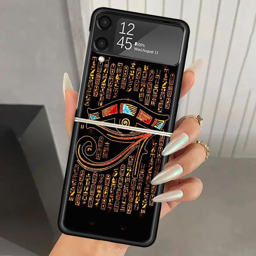 

Священный Глаз Гора Египет Фреска Жесткий ПК Чехол для Телефона для Samsung Galaxy Z Flip 6 5 4 3 Черная Крышка ZFlip6 Flip5 Flip4 5G Складной Samsung Z Flip