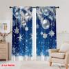 2D flat printing 2pcs Curtains blue Christmas (8) 100% Polyester Fabric Without Electricity Family Party for Indoor Celebrations