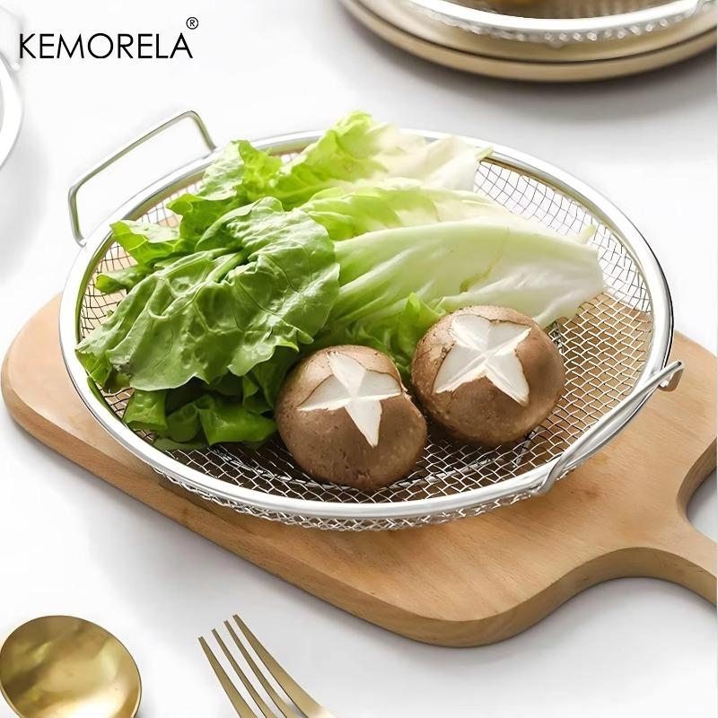 Polished Stainless Steel Oil Filter Tray, Reusable Round Mesh Basket for Frying/Grilling,All-Season Kitchen Strainer with Handle
