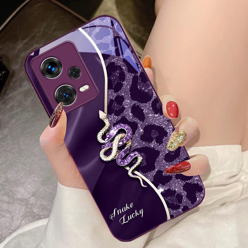 Wężowa Różowa Do Xiaomi 14 Ultra 13 Lite Redmi Note 13 11 Pro 12 Plus Poco X6 3 Pro F4 6 GT Hartowane Etui Na Telefon