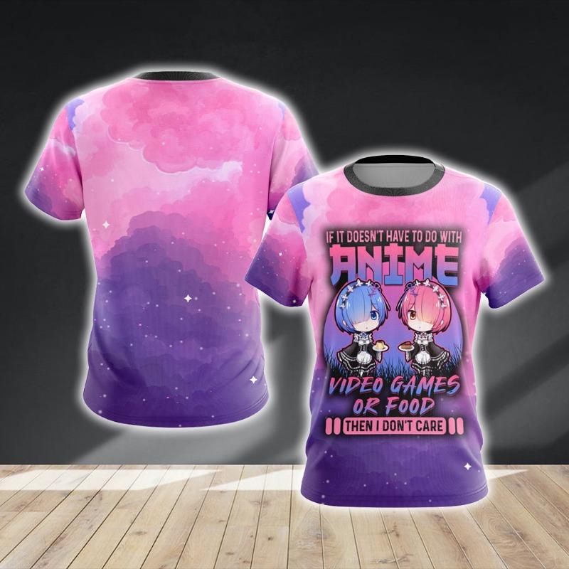 Anime Re:Zero Starting Life In Another World Rem Unisex Plus Size Loose Breathable Short-Sleeve