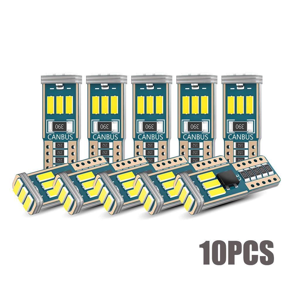 

10 шт. Светодиодные лампы W5W T10 Canbus 9-SMD 12V 6000K Белый 194 168 Автомобильные внутренние купольные лампы, лампы для номерного знака, парковочные огни, автоматическая сигнальная лампа белый