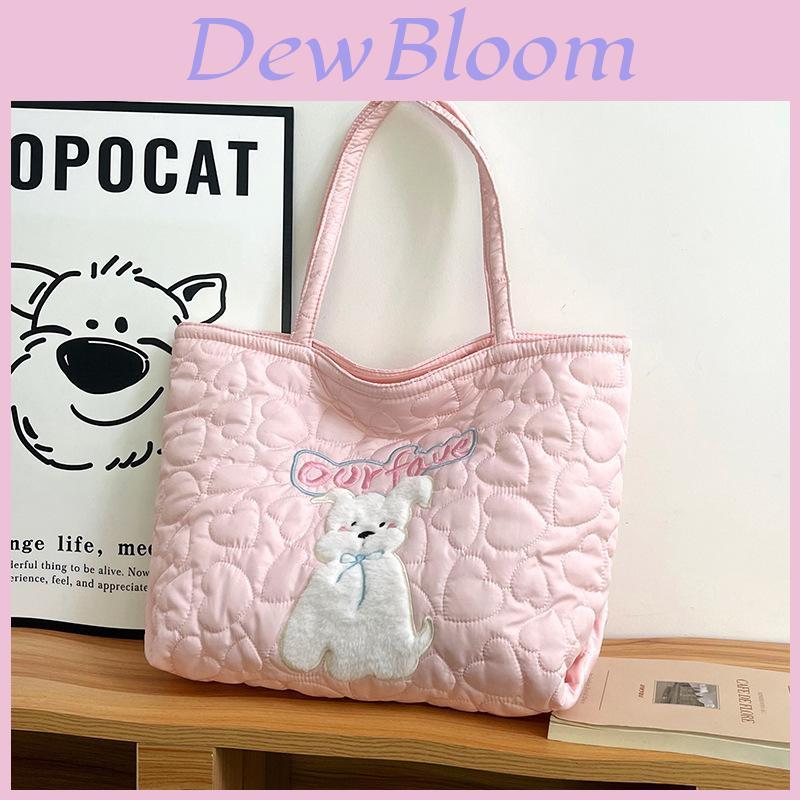 Cute Dog Tote Bag With Embroidered Heart For Daily Commuting And Street Style