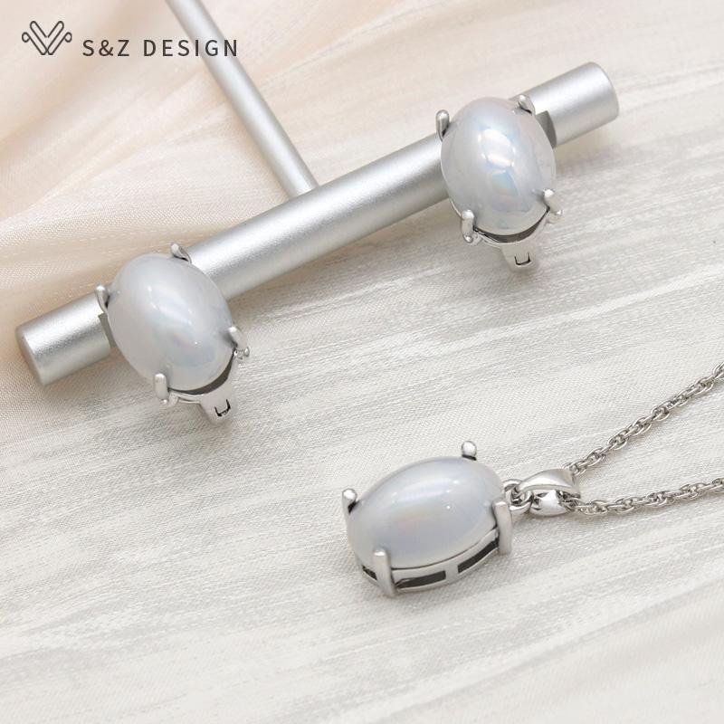 Cercei cu picătură de perle simulate, în formă de ou elegantă, seturi de bijuterii pentru femei, bijuterii de petrecere, colier cu pandantiv