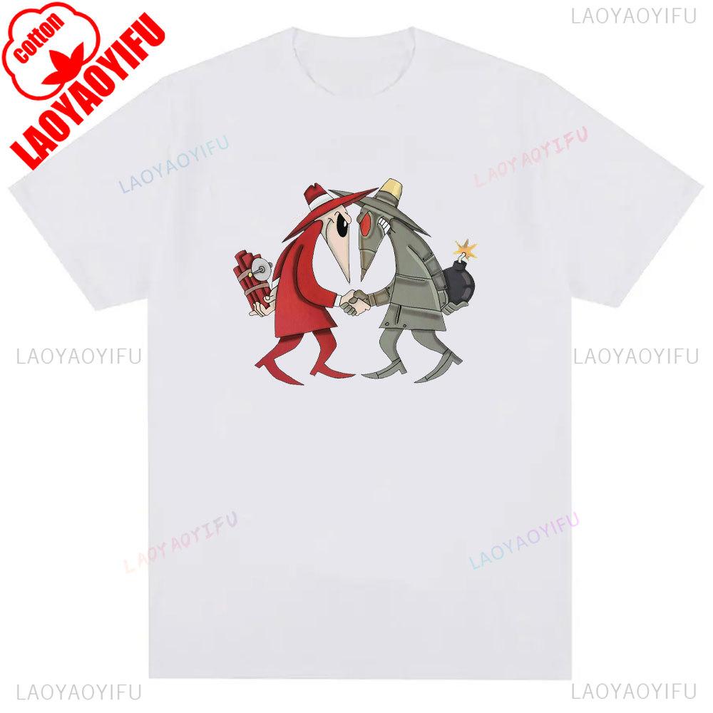 IMMA GONNAKILL YOU YOU LITTLE SHI Spy Vs Spy Mens T Shirt Summer Cotton Crew Neck Humorous Retro 80s Cartoon Graphic Shirt Tee