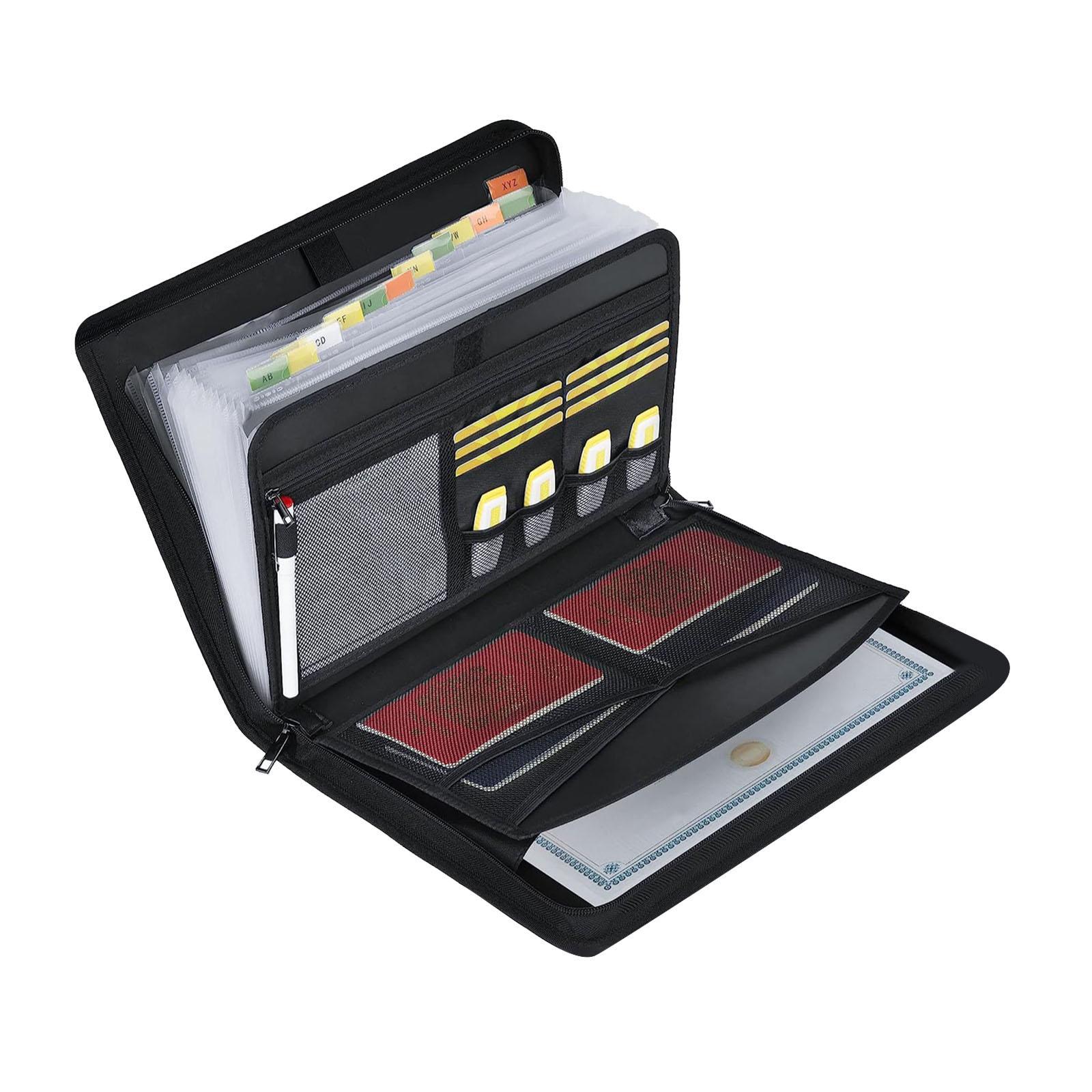 

Fireproof Expanding File Folder Zipper Closure A4 Files Briefcase Accordion File Organizer Receipt One Size