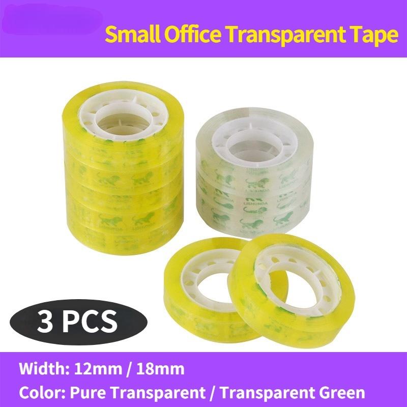 12/18mm 3Pcs Small Office See Through Tapes School Kids Students Adhesive Tape Packaging Supplies Home Manual Packing Tape