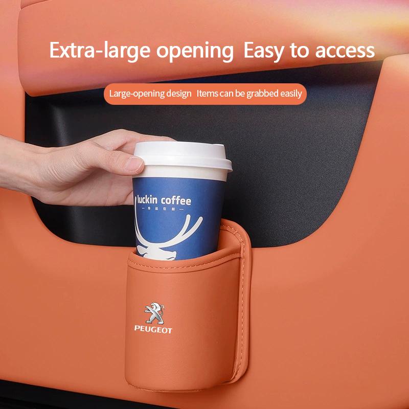 Leather Car Door Side Water Cup Holder Interior Storage Box for Peugeot 106 207 208 301 306 307 308 407 408 508 2008 4008 5008