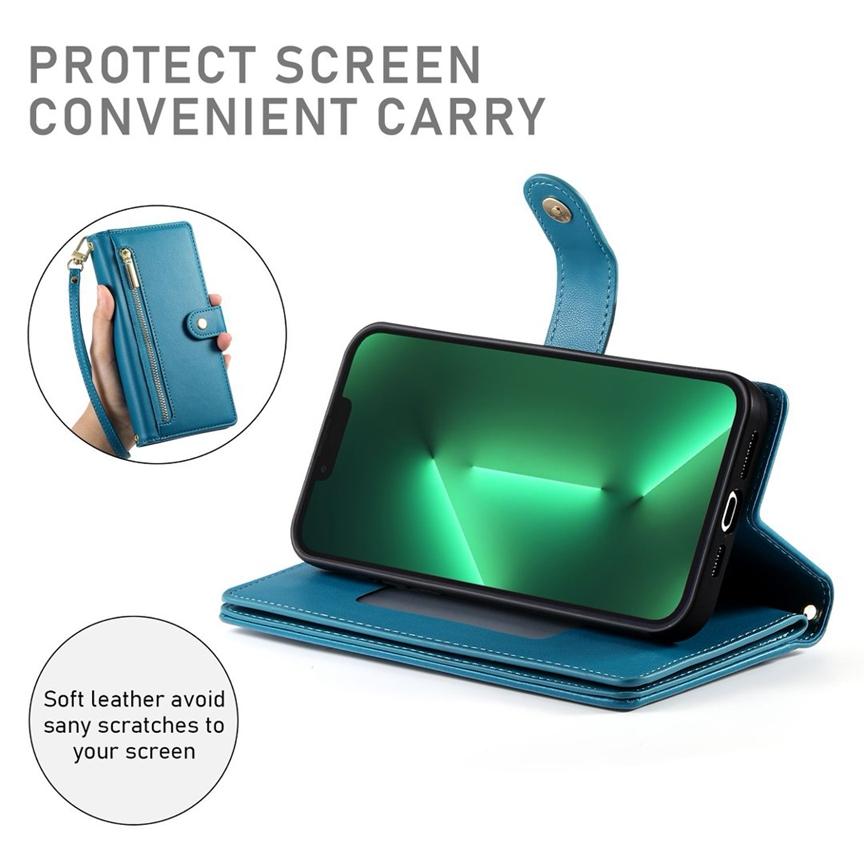 Lanyard 9 Cards Zipper Wallet Leather Case for Samsung Galaxy S26 Edge S25 A06 A16 A26 A36 A56 A27 A07 A17 A37 A57 Purse Cover