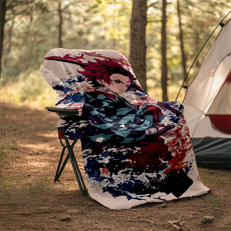 Demon Slayer Theme Printed Blanket - Perfect for Couch, Bed, Travel & Outdoor Use | Machine Washable, Cozy & Durable.