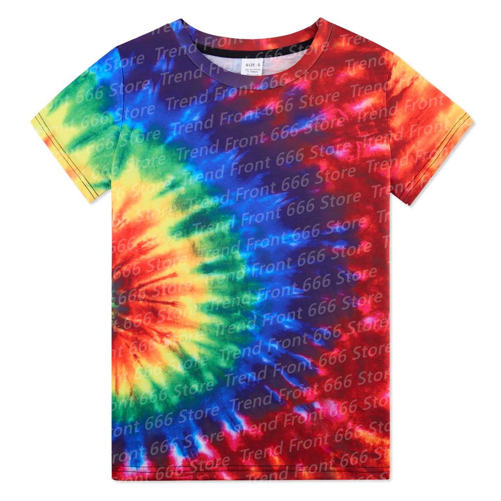 New Hot Sale Children's Men's Casual T-shirt Color Vortex 3D Printing Short Sleeve Boys Comfortable Kids O-Neck Girls' Tees