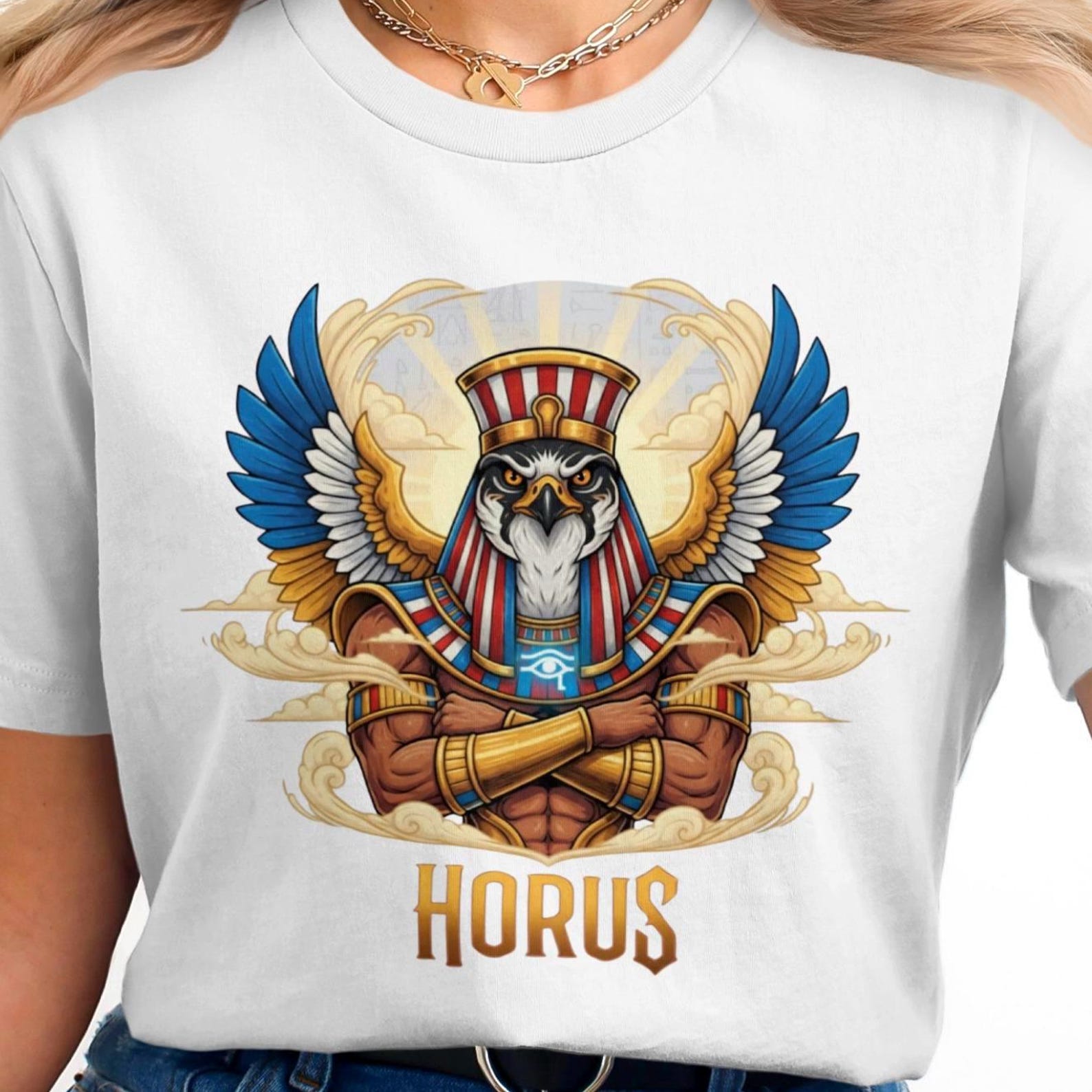 Horus T-Shirt | Egyptian Mythology | Vintage Egyptian God Tee M