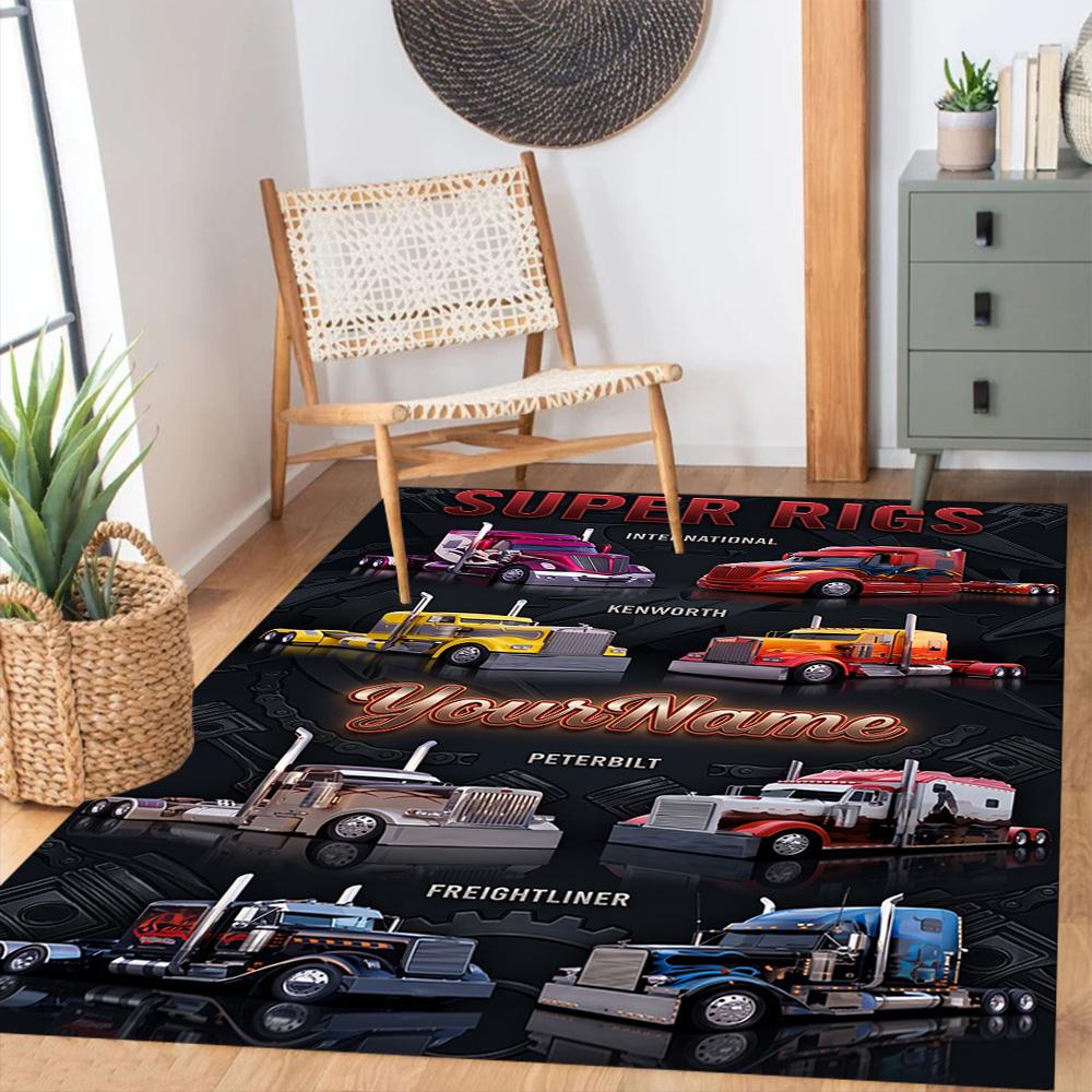 Peterbilt Heavy Trucks Personalized Name Floor Rug Office Rug Perfect for Hallway Entryway Decorate room Kitchen Antislip Carpet Decorate Offices