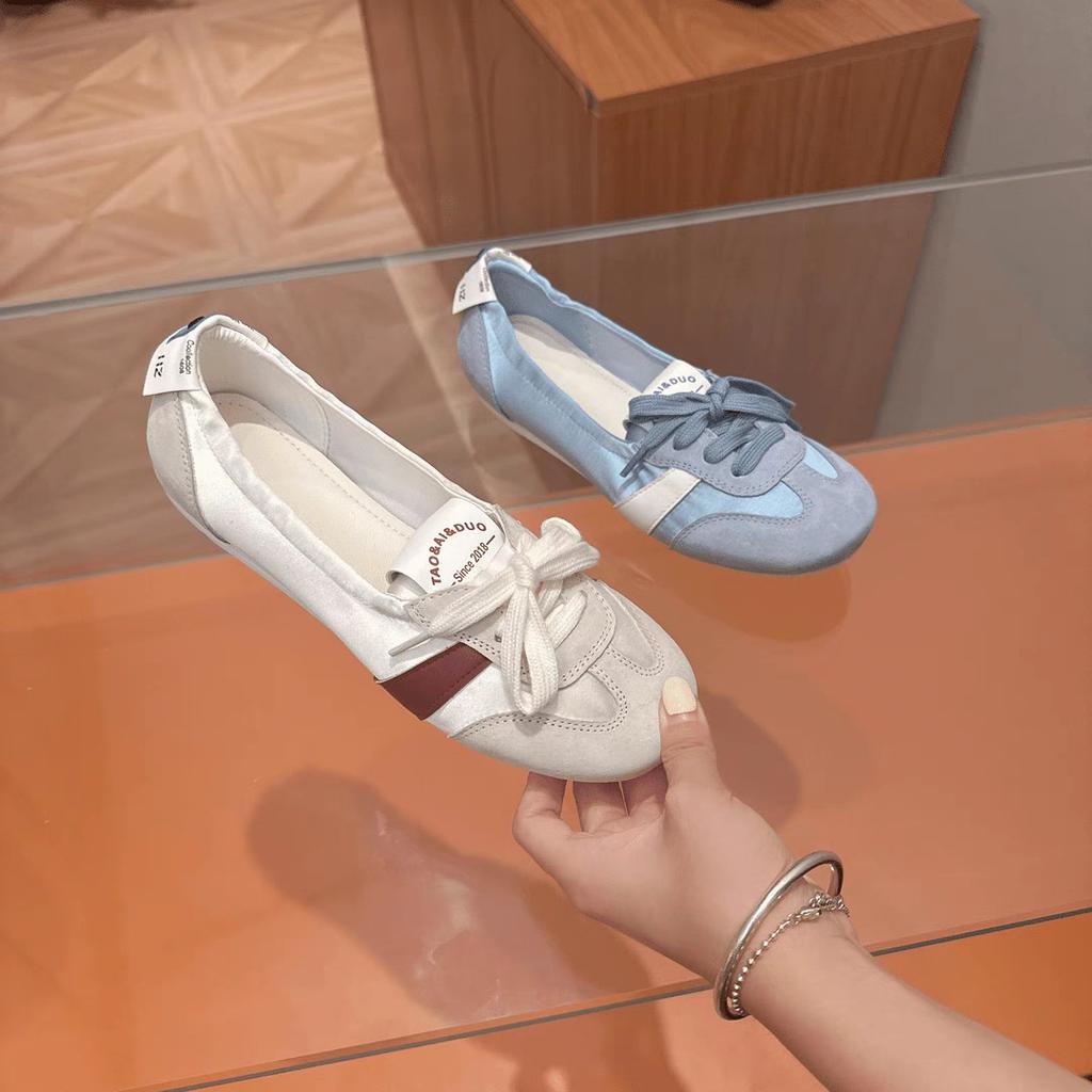 New autumn new shallow mouth flat bottom ballet style simple and versatile lace-up Mary Jane Dexun single shoes