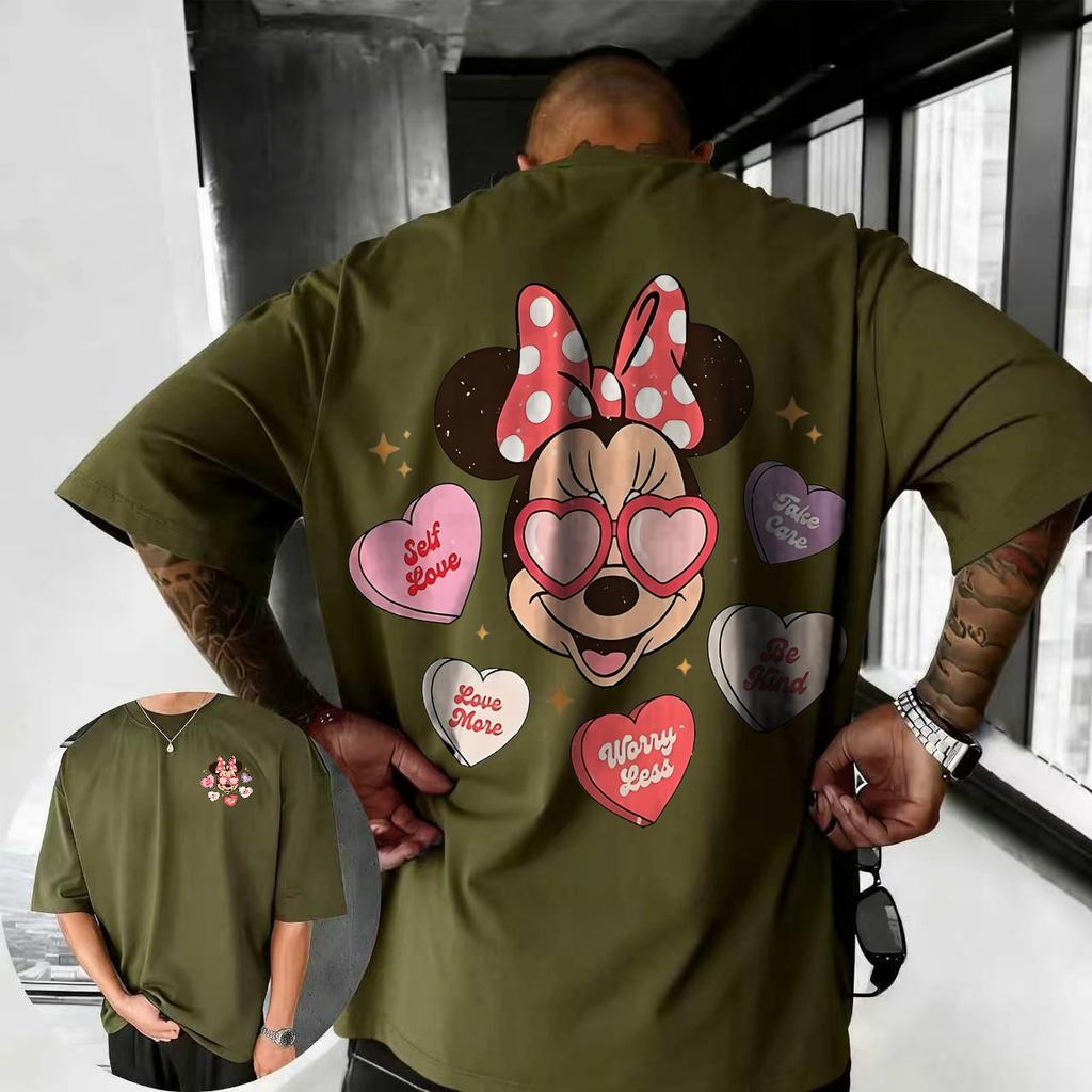Summer 2026 Disney Cute Mickey Mouse Print Tshirt 100 Pure Cotton Shortsleeved Casual Loose Breathable Top Unisex