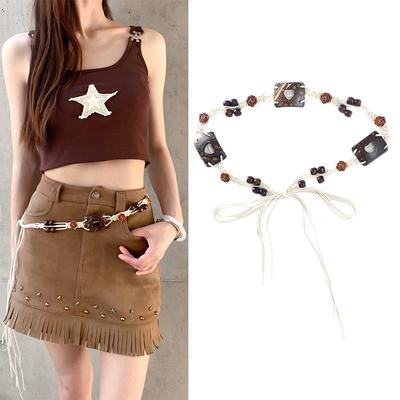 Vintage Ethnic Style Handwoven Waist Rope Women'S Dress Decorative Waist Chain Versatile Bohemian Y2K Belt