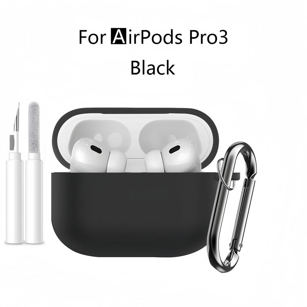 New 2025 For Apple Airpods Pro 3 Case Soft Silicone Full Protective Cover with Cleaning Kit and Keychain for Airpods Pro 3 Case
