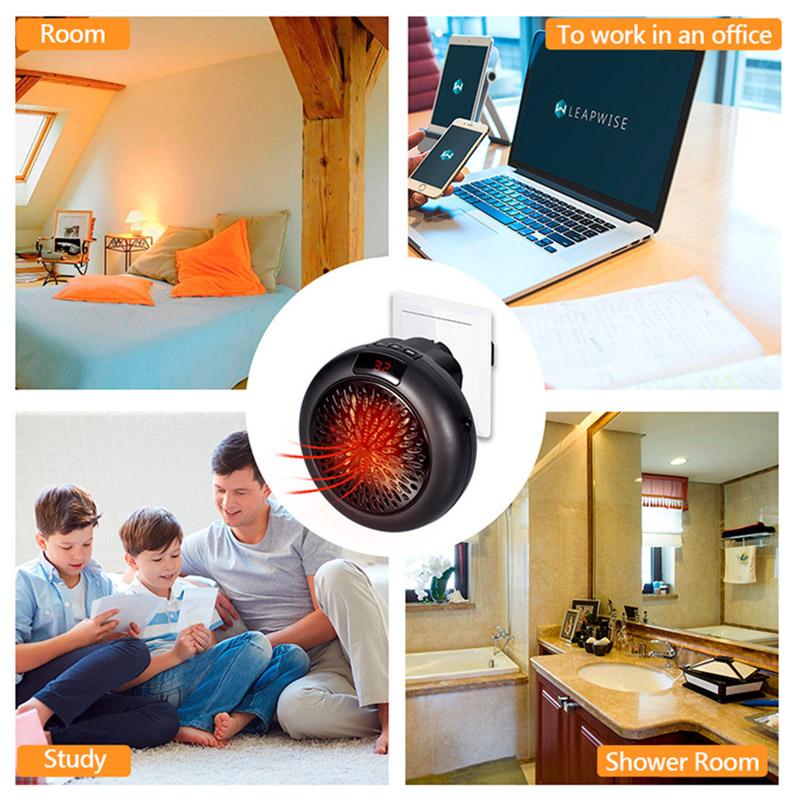 900W Mini Plug-in Electric Space Room Heater Adjustable Thermostat Personal Heater With Led Display for Office Dorm Room