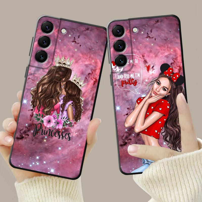 Shell For Samsung Galaxy S23 S22 S21 S20 Fe Ultra S10 S9 S8 Plus Note 20ultra 10plus Case Cover Mom Princess Baby Girl Woman