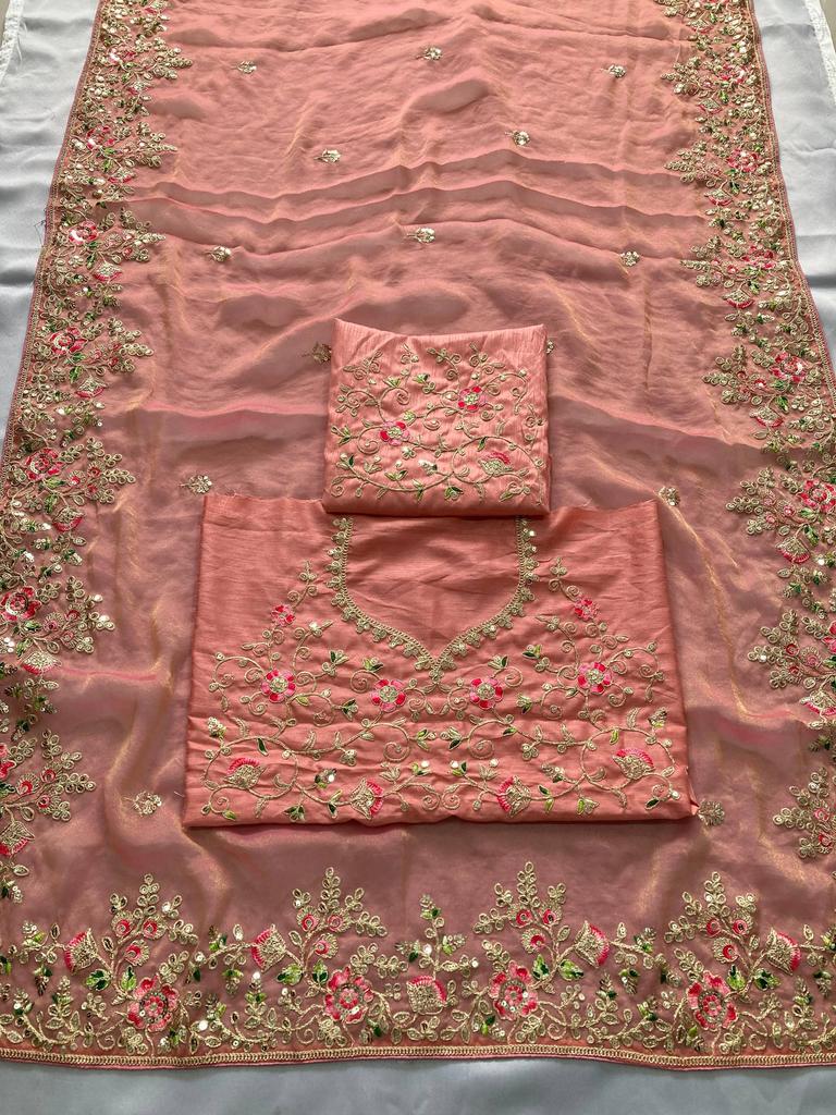 Saree Speciale da Matrimonio Premium in Chiffon Muschio NxC