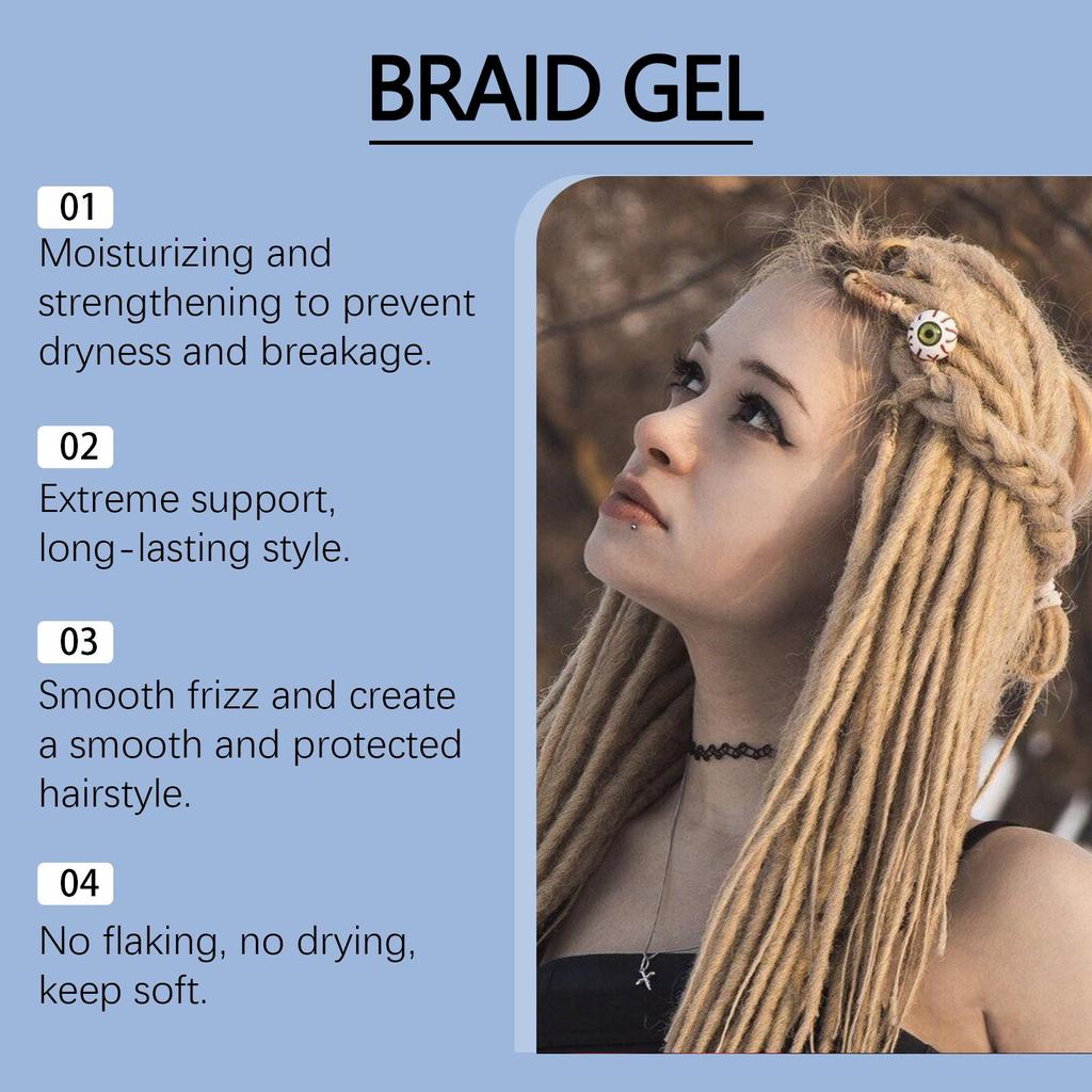 Edge Control Braid Styling Gel Control Frizz and Edges Gel Smooth Hair Wax Frizzy Hair Edge Styling Gel 100g