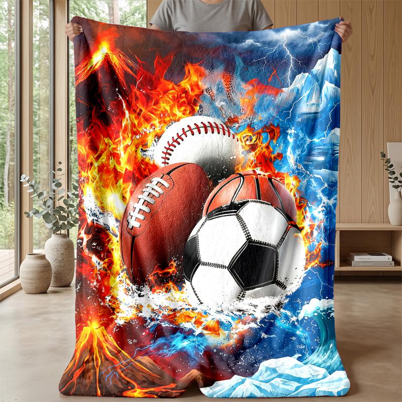 Sports in Flames and Ice 2 Theme blanket Lightweight Warm Flannel Blanket Decorative Throw Blanket for Home Decoration