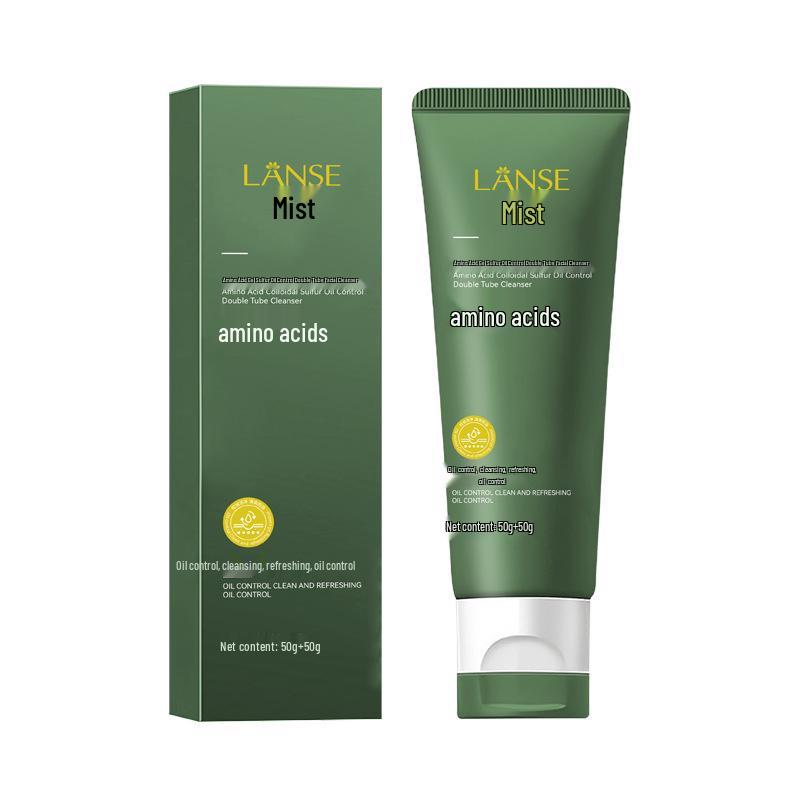 Lanse Amino Acid & Sulfur Oil Control Facial Cleanser - Deep Pore Cleansing Foam Duo