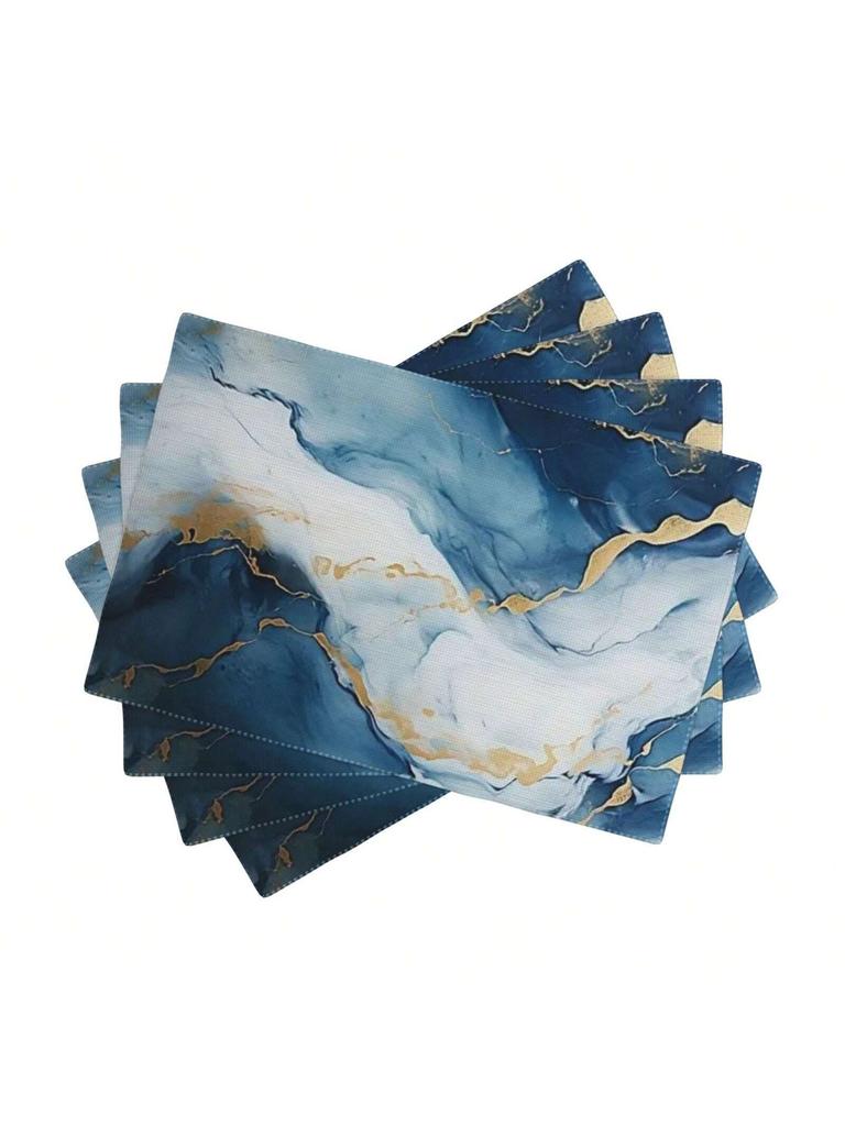 4pcs Marble Table Placemats Washable Marble Style Table Mats Wipe-Clean And Easy To Clean Suitable For Home Kitchen Decor