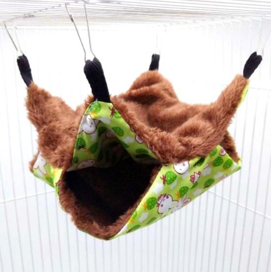 Double Level Small Pet Hamster Squirrel Parrot Hanging Warm Hammock Nests Cage