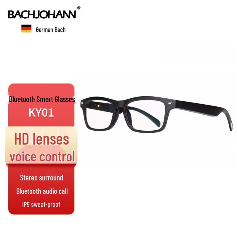 

Bach Johann KY01 Smart Glasses with Integrated Wireless Headphones and Polarized Lenses