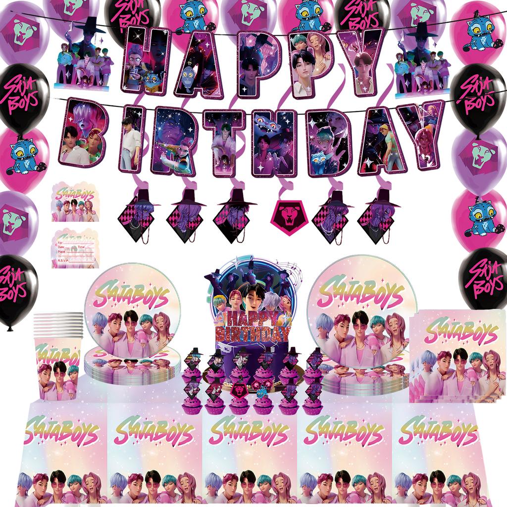 K Pop Demon Hunters Theme Boy Bands and Girl Groups Birthday Party A Grand Collection for Baby Shower Disposable Party Supplies
