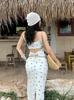 Beach Pattern Heart Bikini and Long Skirt Four-Piece Set - Women's Slimming Resort Swimsuit