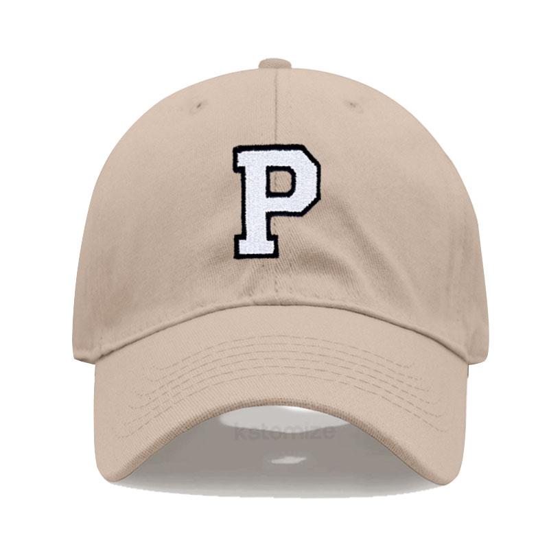 Initial Letter A-Z Embroidered Khaki Baseball Cap for Women Men Fashion Adjustable Soft Cotton Dad Hat Unisex Classic Golf Caps