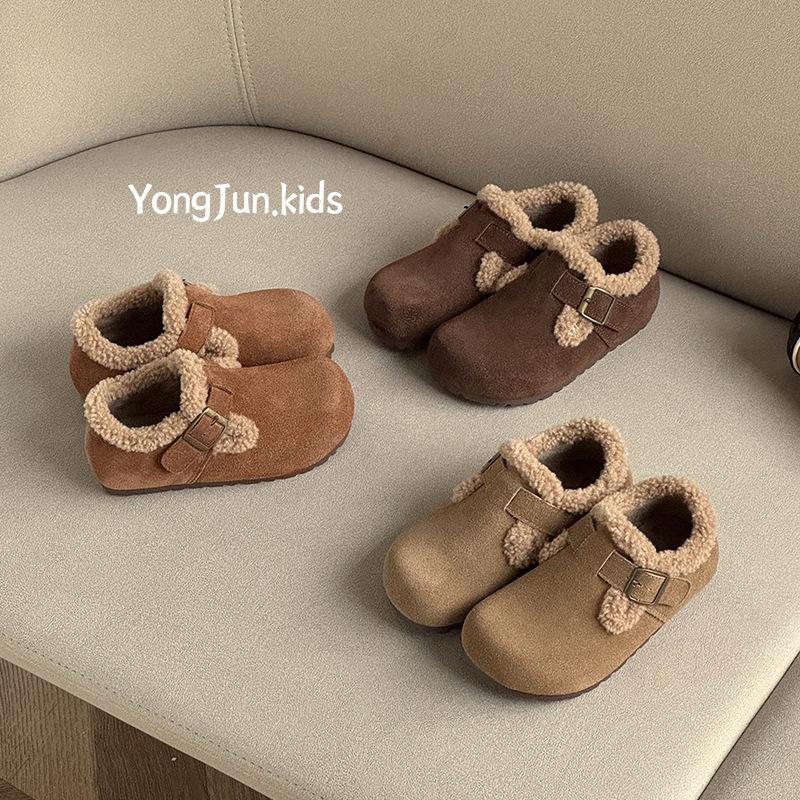 2025 Winter Kids' Birkenstock Soft Sole Moccasins: Trendy, Warm Cotton Shoes for Boys and Girls