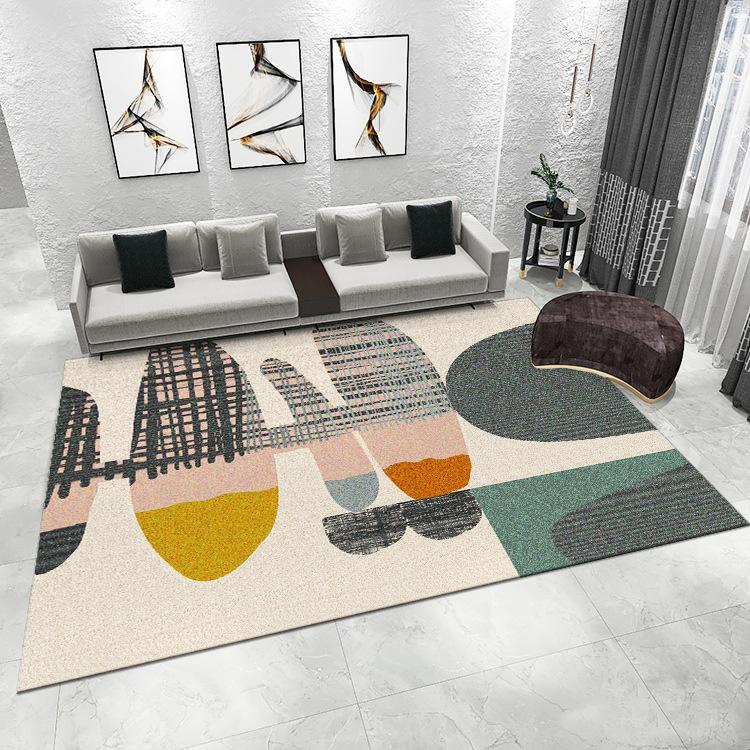 Nordic Style Carpe Irregular Geometric Print Home Decor Rug Non-slip Abstract Mat for Living Room Bedroom Balcony Etc