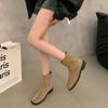 Flat-Bottomed Retro Suede Martin Boots Women'S Shoes Spring And Autumn Single Boots Rear Zipper Thin French Short Boots