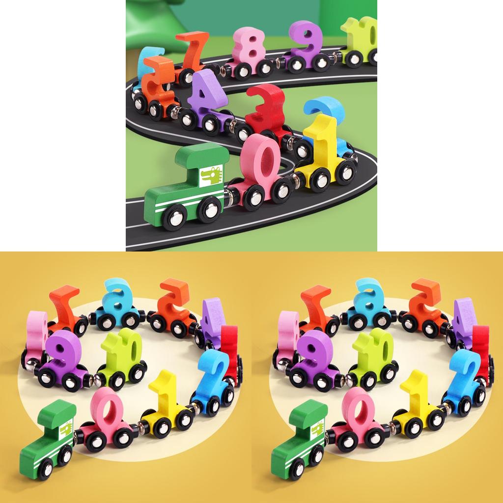 Wooden Magnetic Train With Number Blocks For Early Education Kids Development