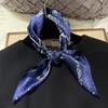 White Blue 100% Mulberry Silk Small Square Scarf Women Spring Fall Summer Hair Scarf Elegant Paisley Neck Scarves Neckerchief