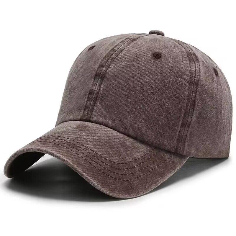 Unisex Washed Cotton Distressed Baseball Cap - Solid Color Soft Top Hat for Men and Women