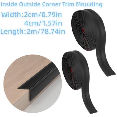 1pc 2mX2cm/4cm Peel and Stick Molding Trim Wall Edge Guard, Flexible Self-Adhesive Inside & Outside Corner Trim Strip