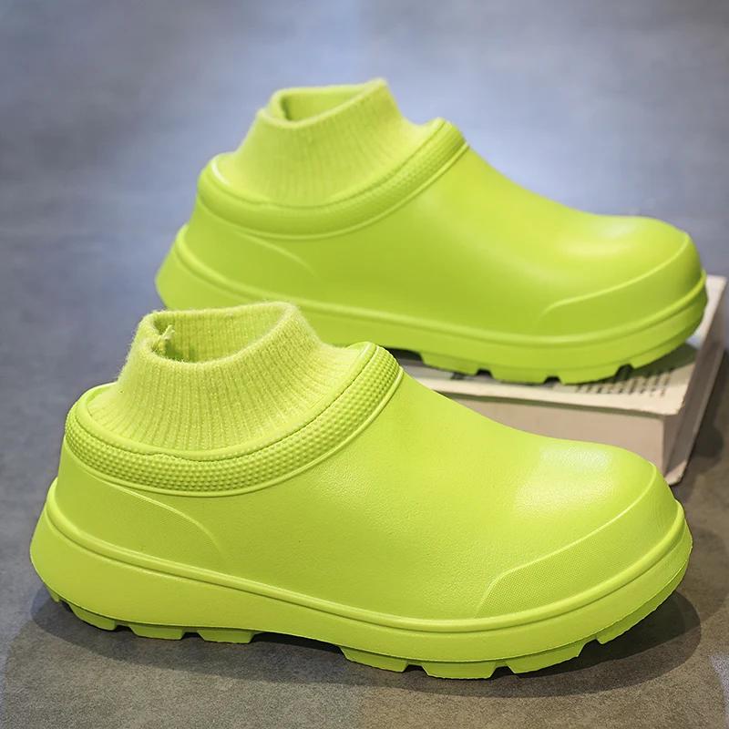 Men chef Shoe Platform Furry Home Cotton Shoes Men's Slipper Indoor Warm Slip-on Young Fashion Outdoor Eva Boots