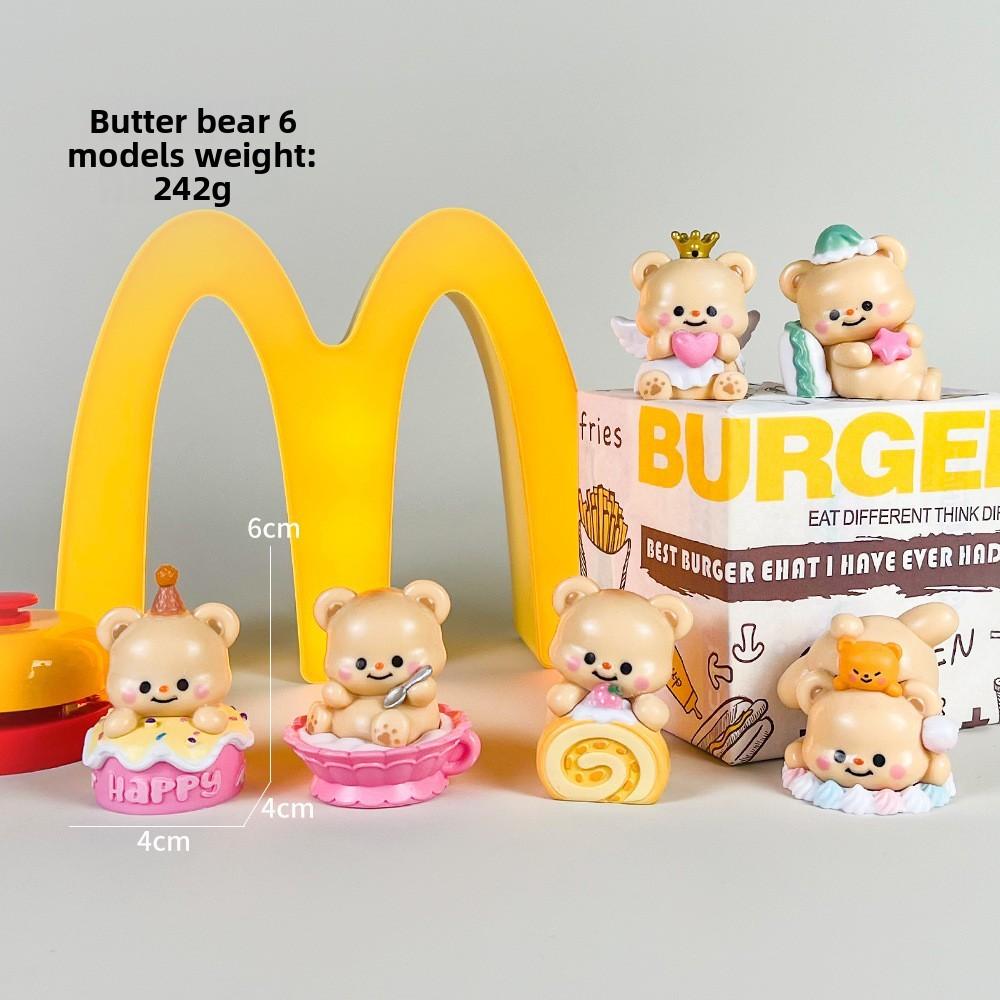 Bear Butter Cute Donut Burger Swing Food Series Model Ornament Set Desktop Decor