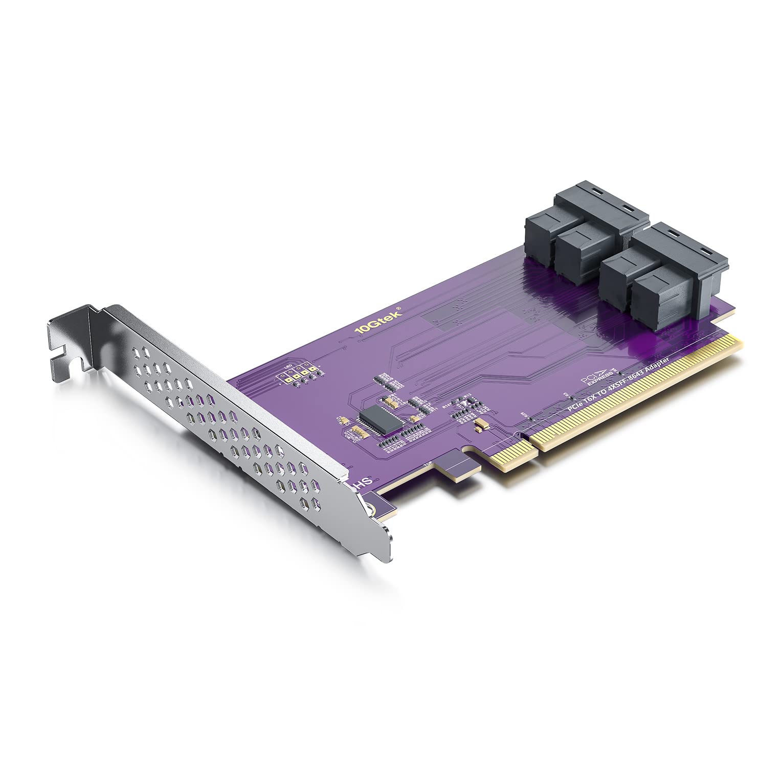 

10Gtek Адаптер PCIe до PCI Express x16 Хост-адаптер Підтримує PCI E Розширення Карта SFF-8643, Карта, SSD U.2, Карта, (4) SFF-8643